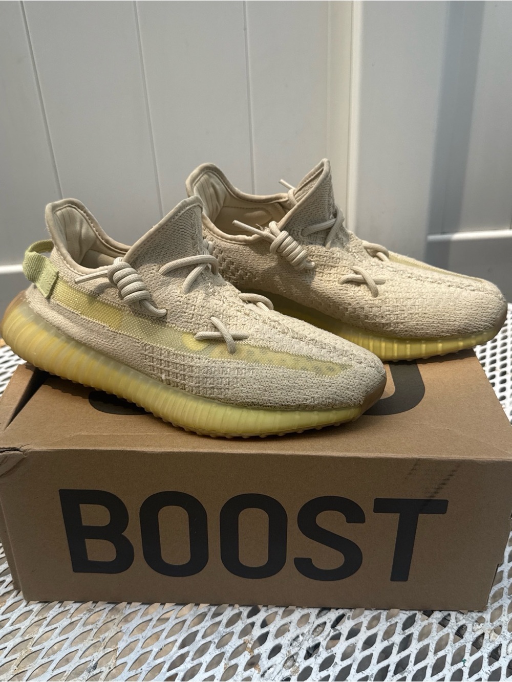 adidas Kids Cream and Yellow Yeezy-Style Sneakers